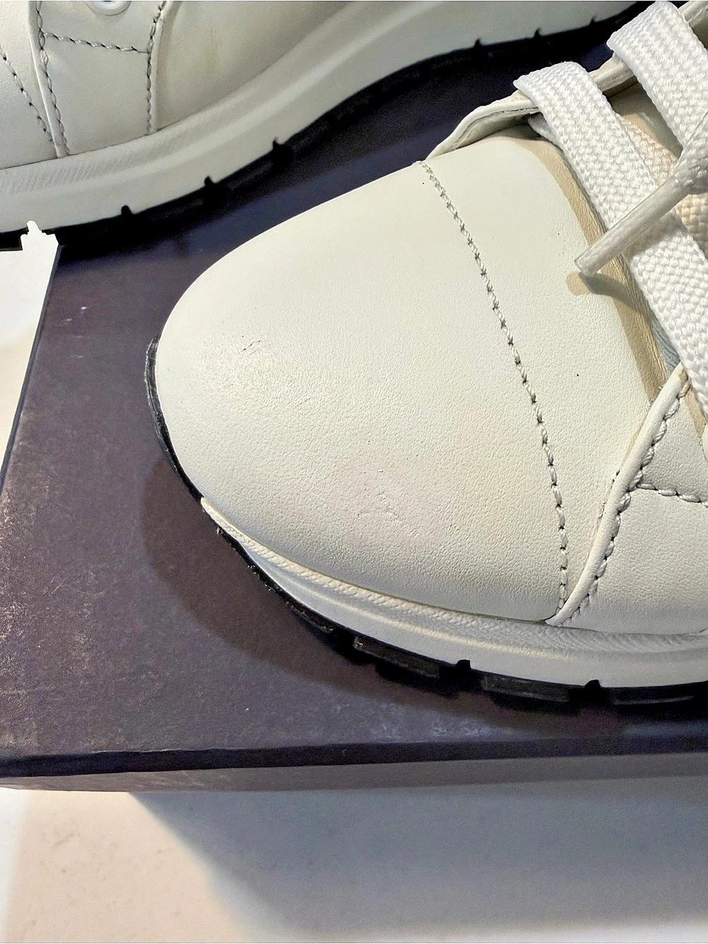Prada America's Cup Leather and Fabric Sneakers White & Black EU 38.5 - Picture 9 of 11